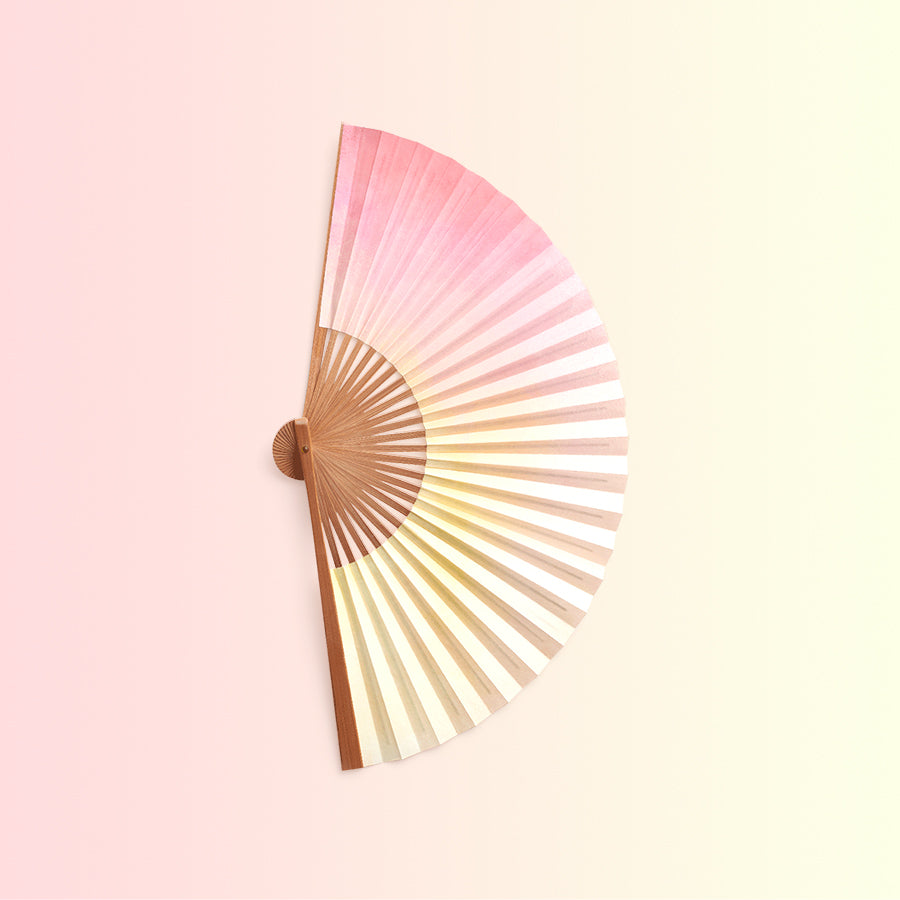 PINK/YELLOW SENSU - Japanese Fan crafted by artisans (Traditional Japanese Craft)