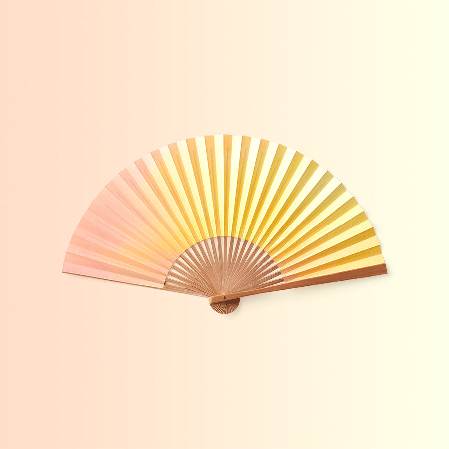 YELLOW/PINK SENSU - Japanese Fan crafted by artisans (Traditional Japanese Craft)